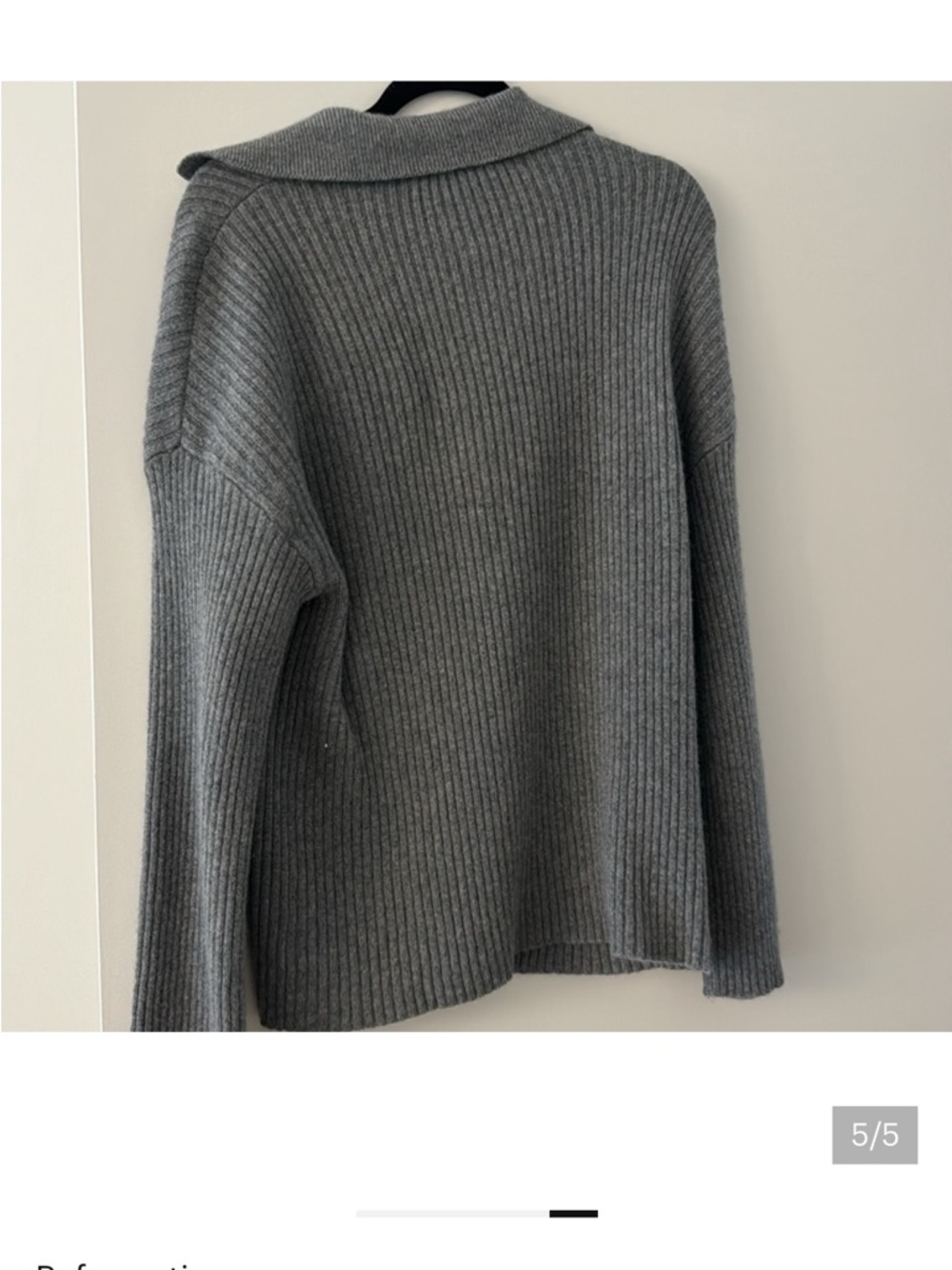 Reformation Fantino Cashmere Collared Cardigan Sweater Gray Size Small - Picture 8 of 10